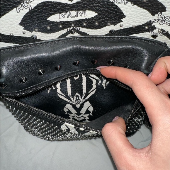 MCM Leather Visetos Studded Zebra Print Backpack - Picture 7 of 16